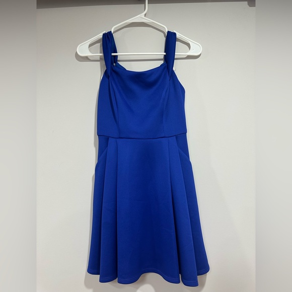 Teeze Me Dresses & Skirts - Elegant Blue Off the Shoulder Mini Dress